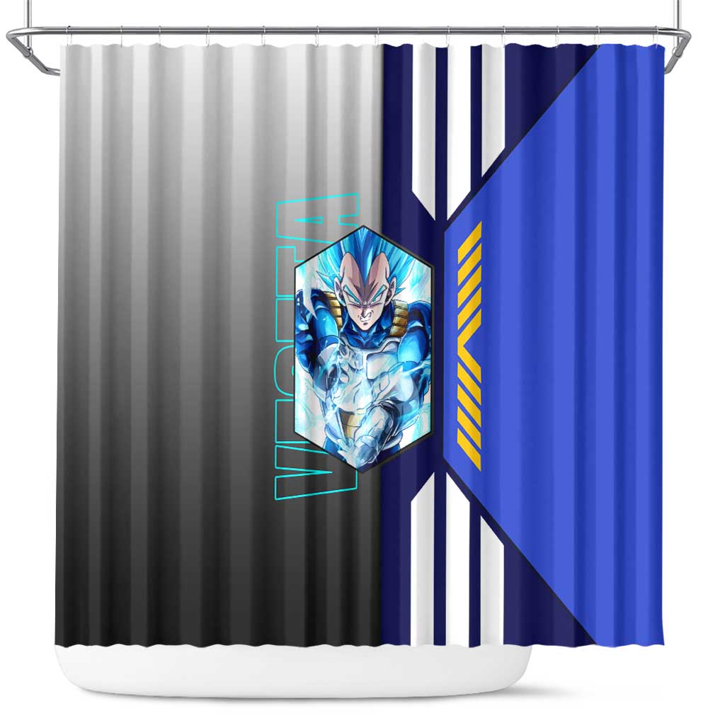 Vegeta from Dragon Ball Shower Curtain with Super Saiyan Blue Form and Action Pose Design - The Mazicc