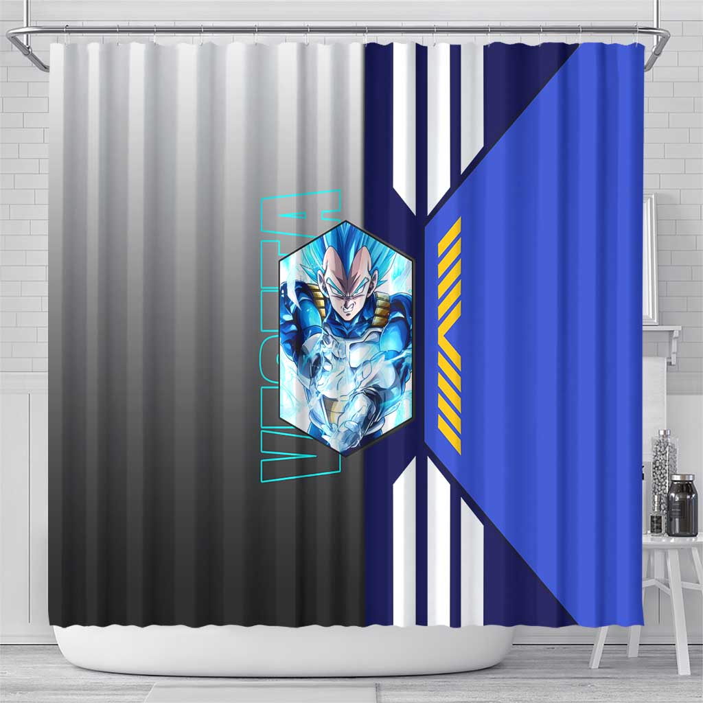 Vegeta from Dragon Ball Shower Curtain with Super Saiyan Blue Form and Action Pose Design - The Mazicc