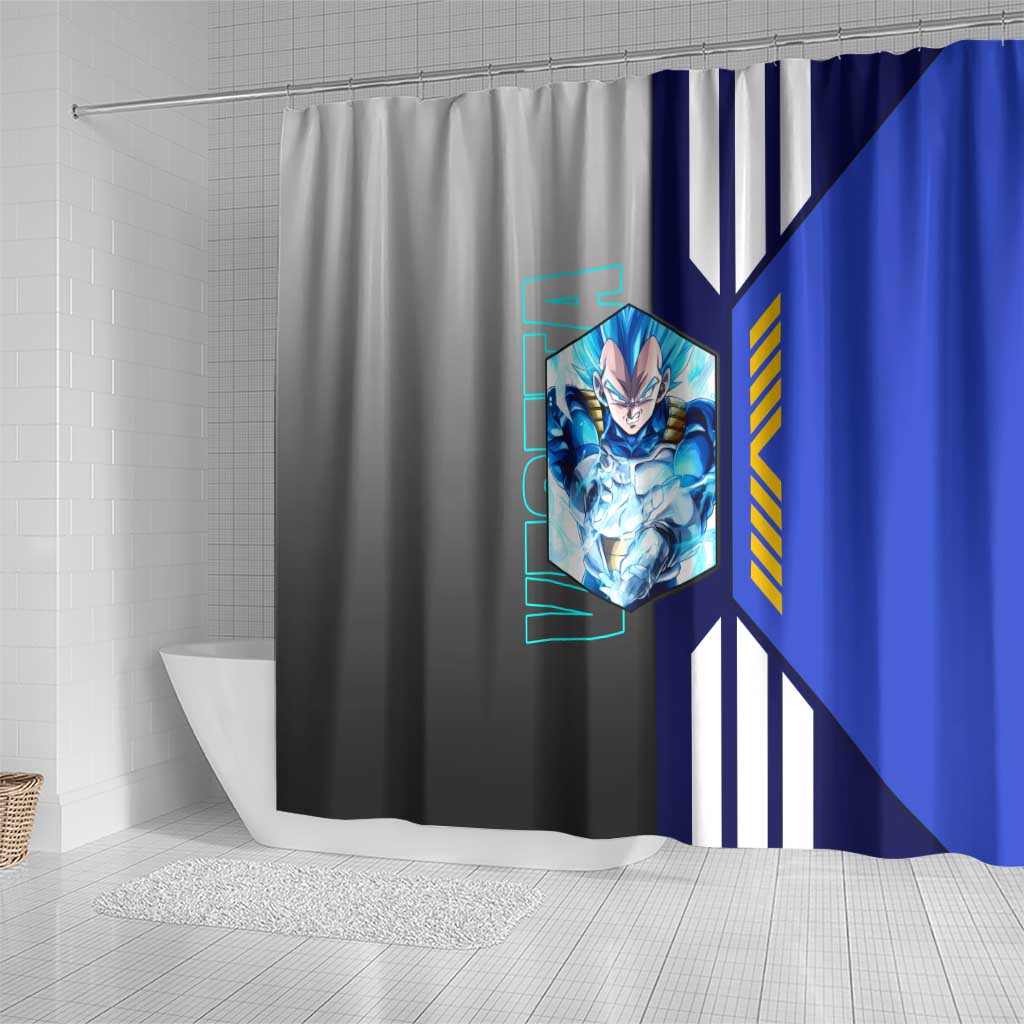 Vegeta from Dragon Ball Shower Curtain with Super Saiyan Blue Form and Action Pose Design - The Mazicc