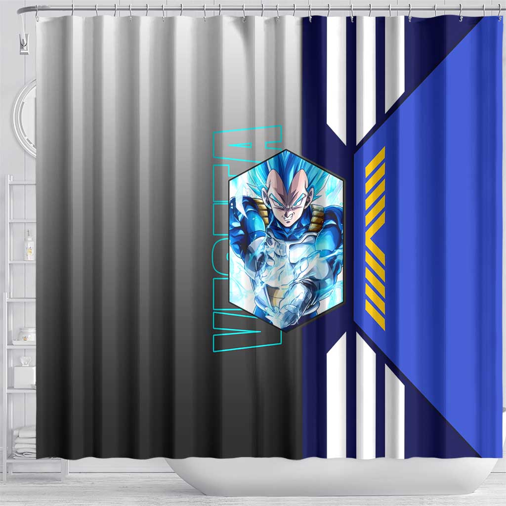 Vegeta from Dragon Ball Shower Curtain with Super Saiyan Blue Form and Action Pose Design - The Mazicc