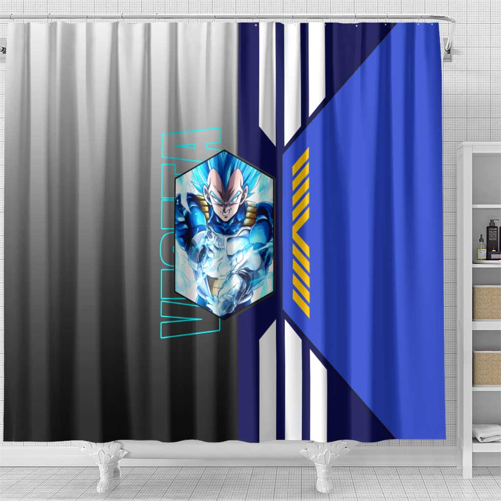Vegeta from Dragon Ball Shower Curtain with Super Saiyan Blue Form and Action Pose Design - The Mazicc