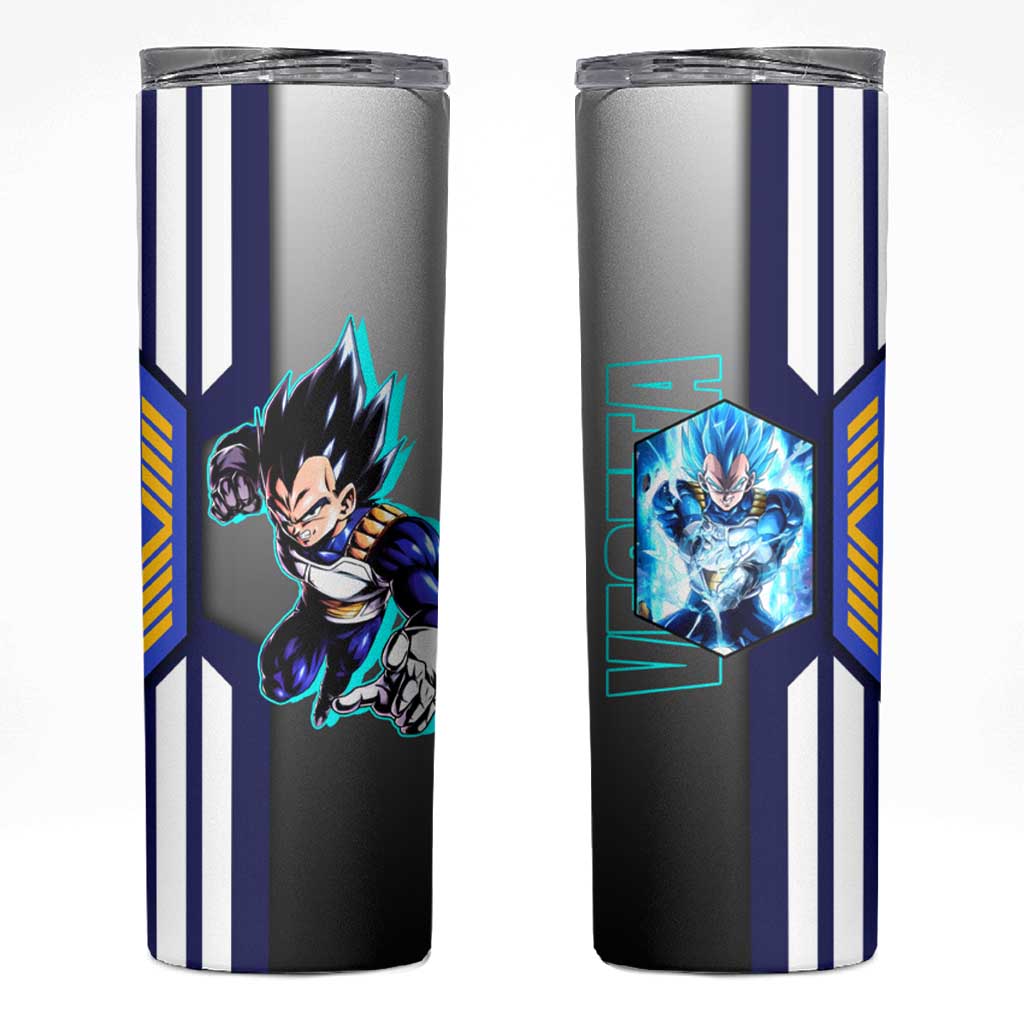 Vegeta from Dragon Ball Skinny Tumbler with Super Saiyan Blue Form and Action Pose Design - The Mazicc