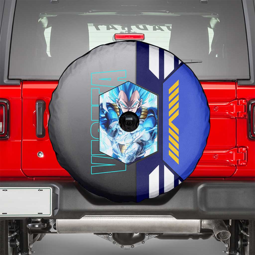 Vegeta from Dragon Ball Spare Tire Cover with Super Saiyan Blue Form and Action Pose Design - The Mazicc