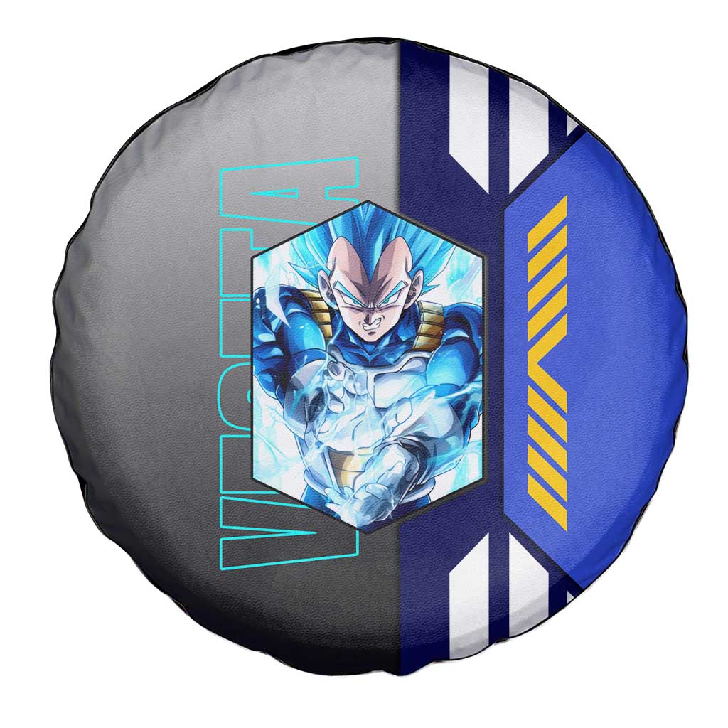 Vegeta from Dragon Ball Spare Tire Cover with Super Saiyan Blue Form and Action Pose Design - The Mazicc