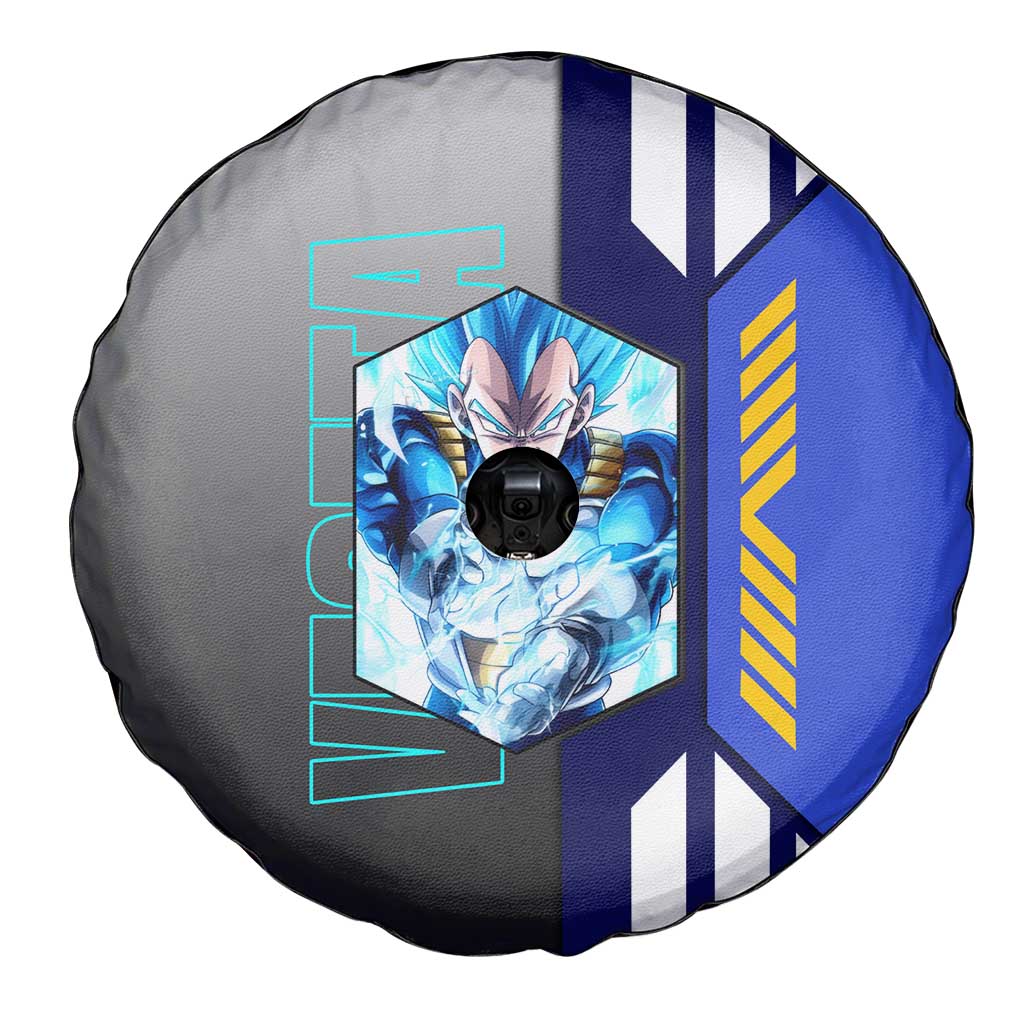 Vegeta from Dragon Ball Spare Tire Cover with Super Saiyan Blue Form and Action Pose Design - The Mazicc