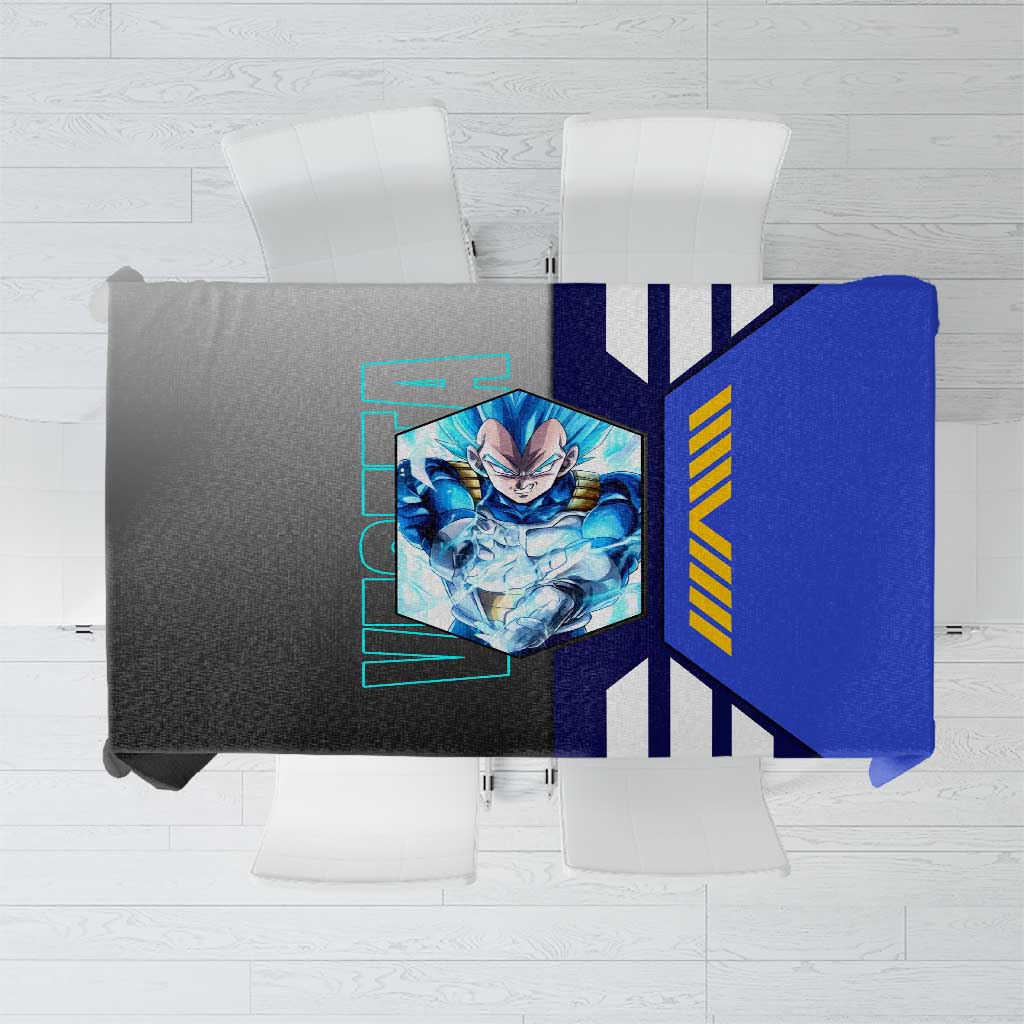 Vegeta from Dragon Ball Tablecloth with Super Saiyan Blue Form and Action Pose Design - The Mazicc