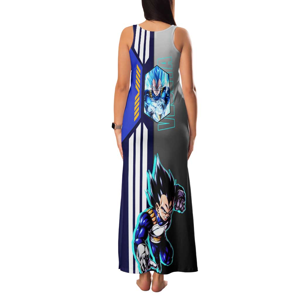 Vegeta from Dragon Ball Tank Maxi Dress with Super Saiyan Blue Form and Action Pose Design - The Mazicc