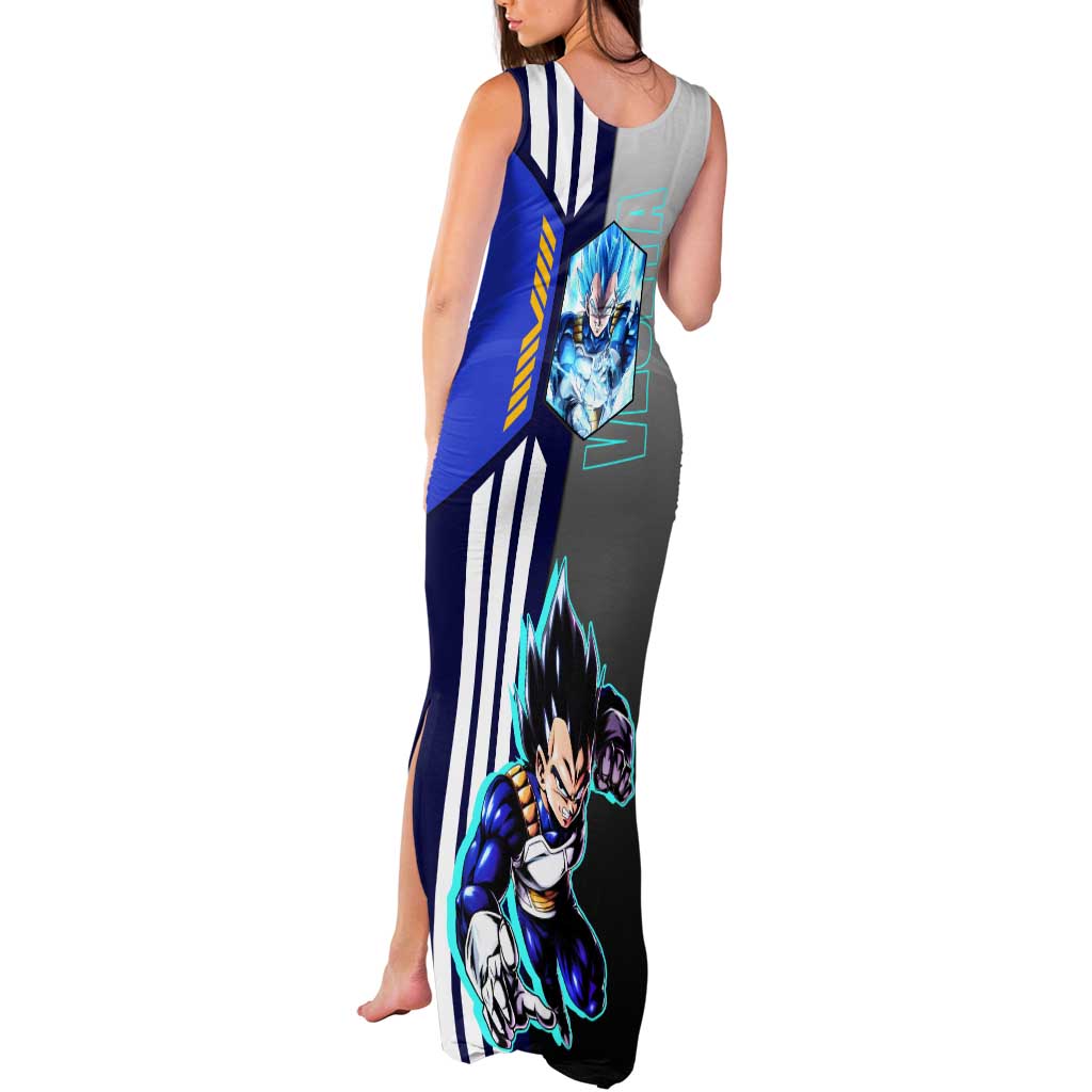 Vegeta from Dragon Ball Tank Maxi Dress with Super Saiyan Blue Form and Action Pose Design - The Mazicc