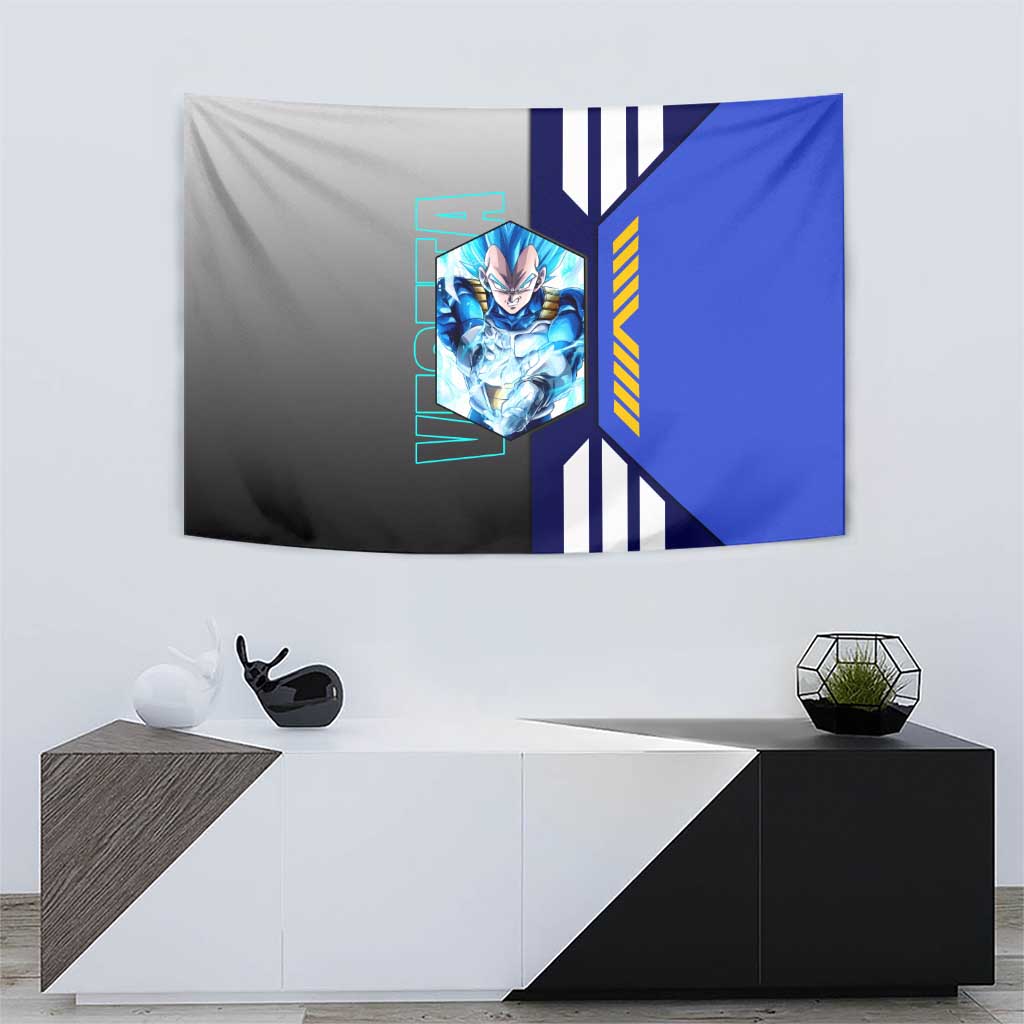 Vegeta from Dragon Ball Tapestry with Super Saiyan Blue Form and Action Pose Design - The Mazicc