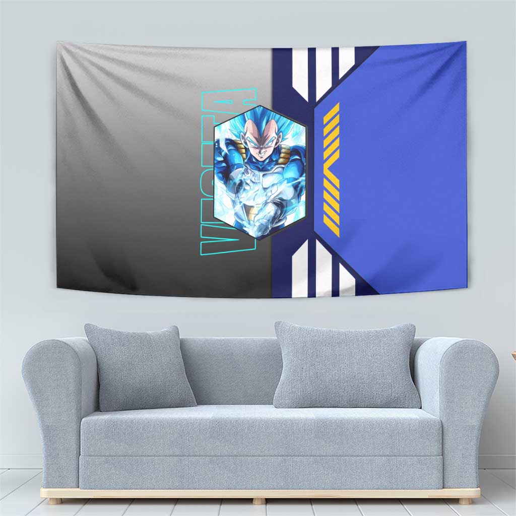 Vegeta from Dragon Ball Tapestry with Super Saiyan Blue Form and Action Pose Design - The Mazicc