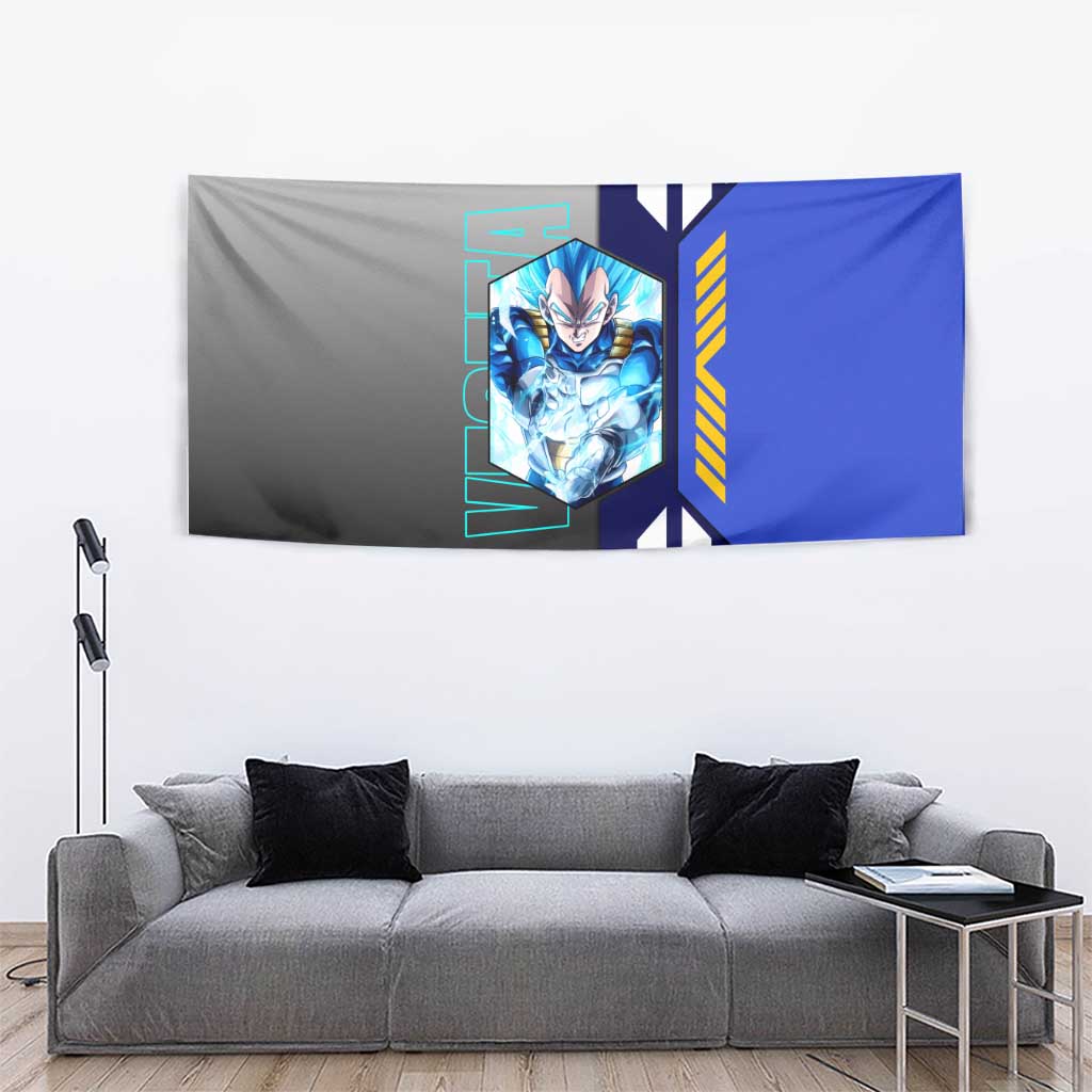 Vegeta from Dragon Ball Tapestry with Super Saiyan Blue Form and Action Pose Design - The Mazicc