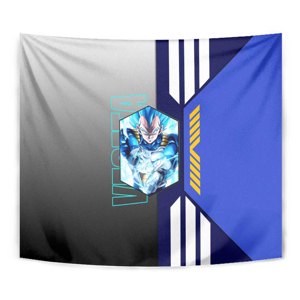 Vegeta from Dragon Ball Tapestry with Super Saiyan Blue Form and Action Pose Design - The Mazicc