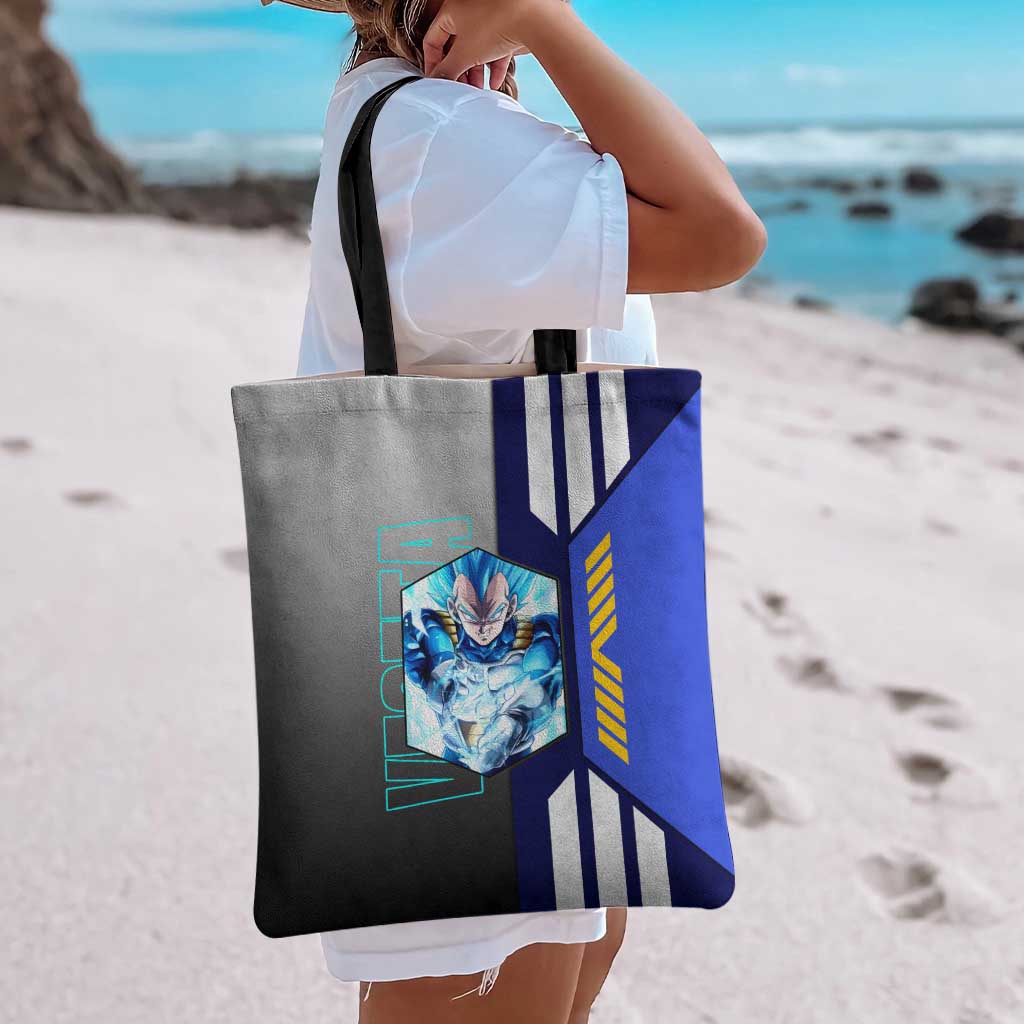 Vegeta from Dragon Ball Tote Bag with Super Saiyan Blue Form and Action Pose Design - The Mazicc