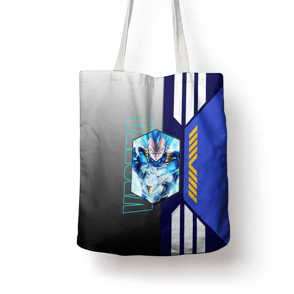 Vegeta from Dragon Ball Tote Bag with Super Saiyan Blue Form and Action Pose Design - The Mazicc
