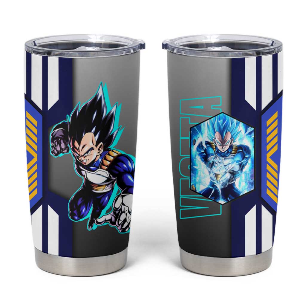 Vegeta from Dragon Ball Tumbler Cup with Super Saiyan Blue Form and Action Pose Design - The Mazicc
