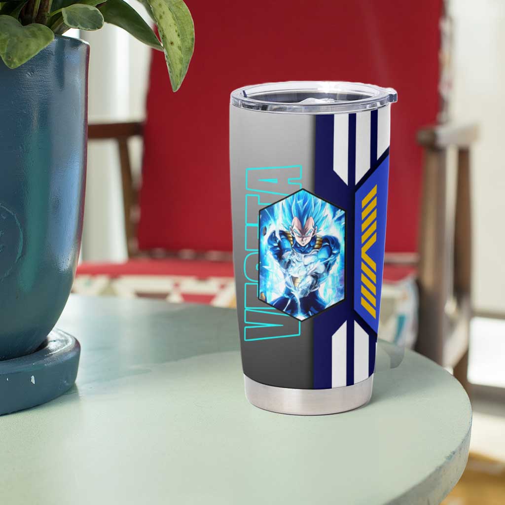 Vegeta from Dragon Ball Tumbler Cup with Super Saiyan Blue Form and Action Pose Design - The Mazicc