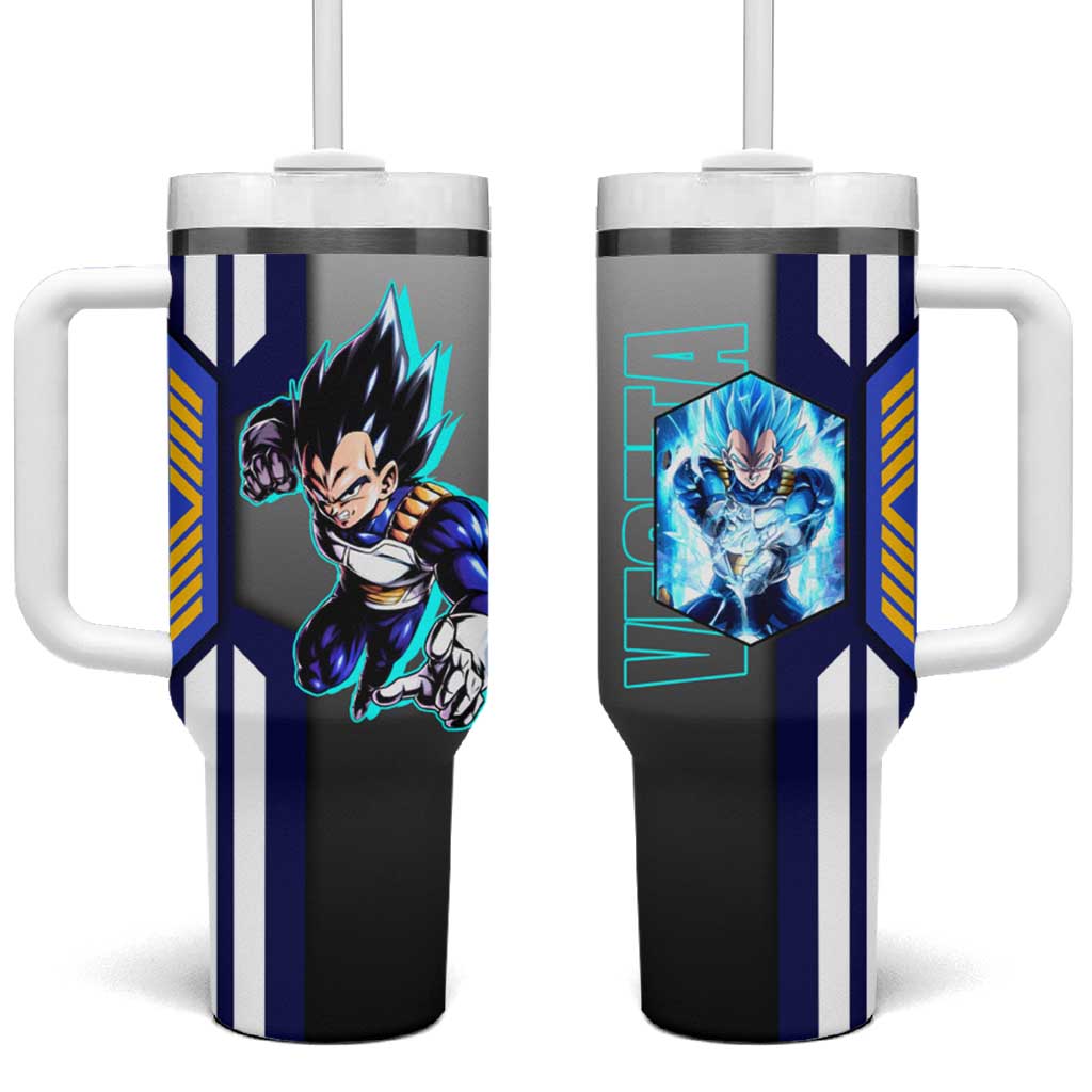 Vegeta from Dragon Ball Tumbler With Handle with Super Saiyan Blue Form and Action Pose Design - The Mazicc