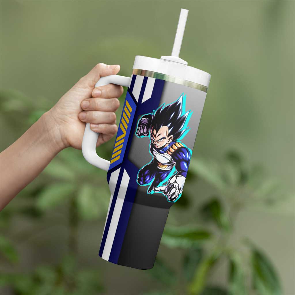 Vegeta from Dragon Ball Tumbler With Handle with Super Saiyan Blue Form and Action Pose Design - The Mazicc