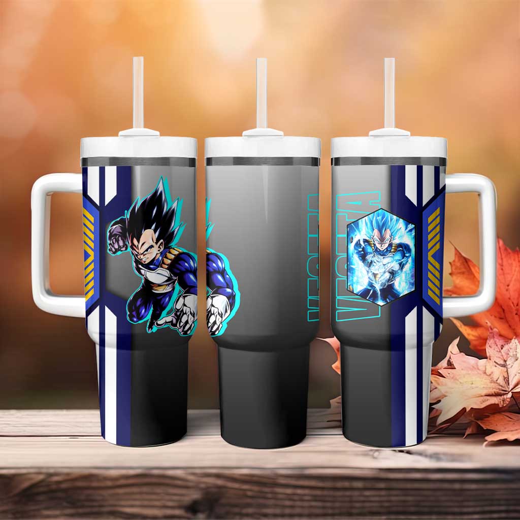 Vegeta from Dragon Ball Tumbler With Handle with Super Saiyan Blue Form and Action Pose Design - The Mazicc