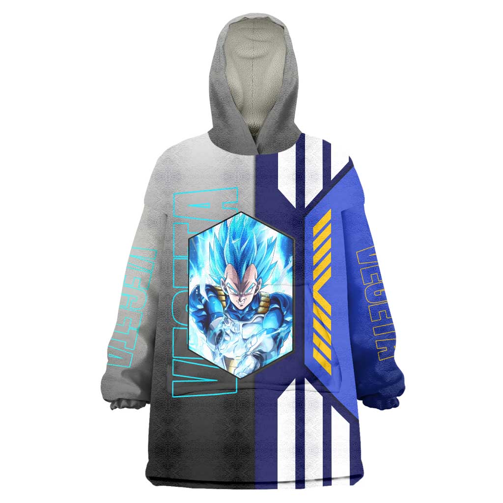 Vegeta from Dragon Ball Wearable Blanket Hoodie with Super Saiyan Blue Form and Action Pose Design - The Mazicc