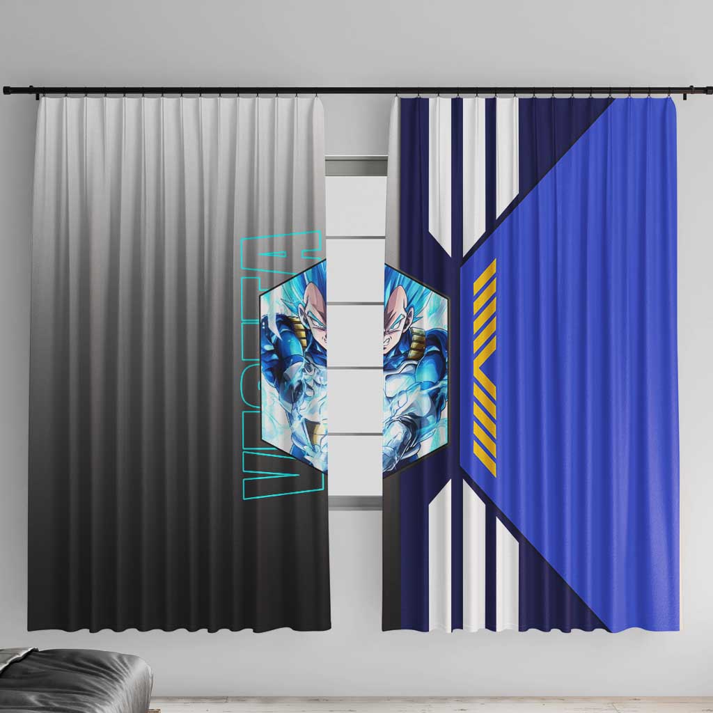 Vegeta from Dragon Ball Window Curtain with Super Saiyan Blue Form and Action Pose Design - The Mazicc