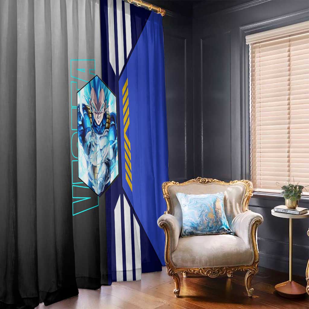 Vegeta from Dragon Ball Window Curtain with Super Saiyan Blue Form and Action Pose Design - The Mazicc