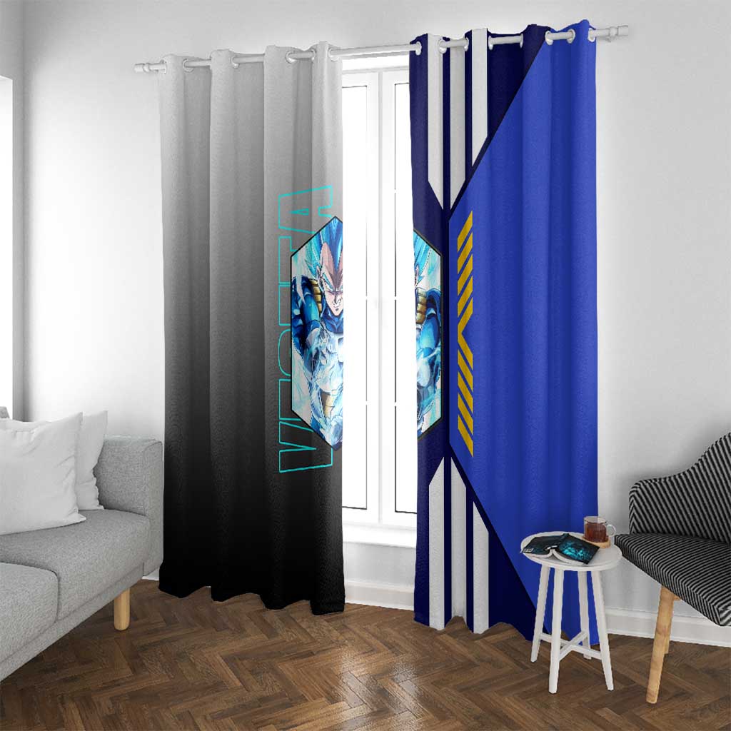 Vegeta from Dragon Ball Window Curtain with Super Saiyan Blue Form and Action Pose Design - The Mazicc