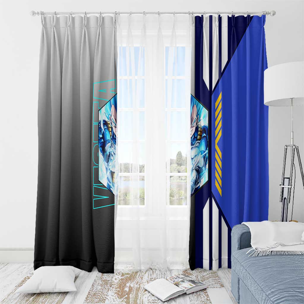 Vegeta from Dragon Ball Window Curtain with Super Saiyan Blue Form and Action Pose Design - The Mazicc