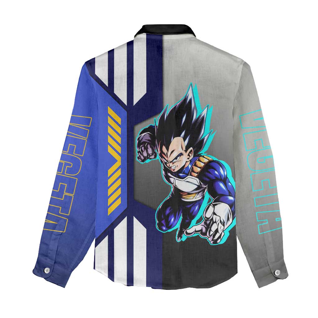 Vegeta from Dragon Ball Women Casual Shirt with Super Saiyan Blue Form and Action Pose Design - The Mazicc