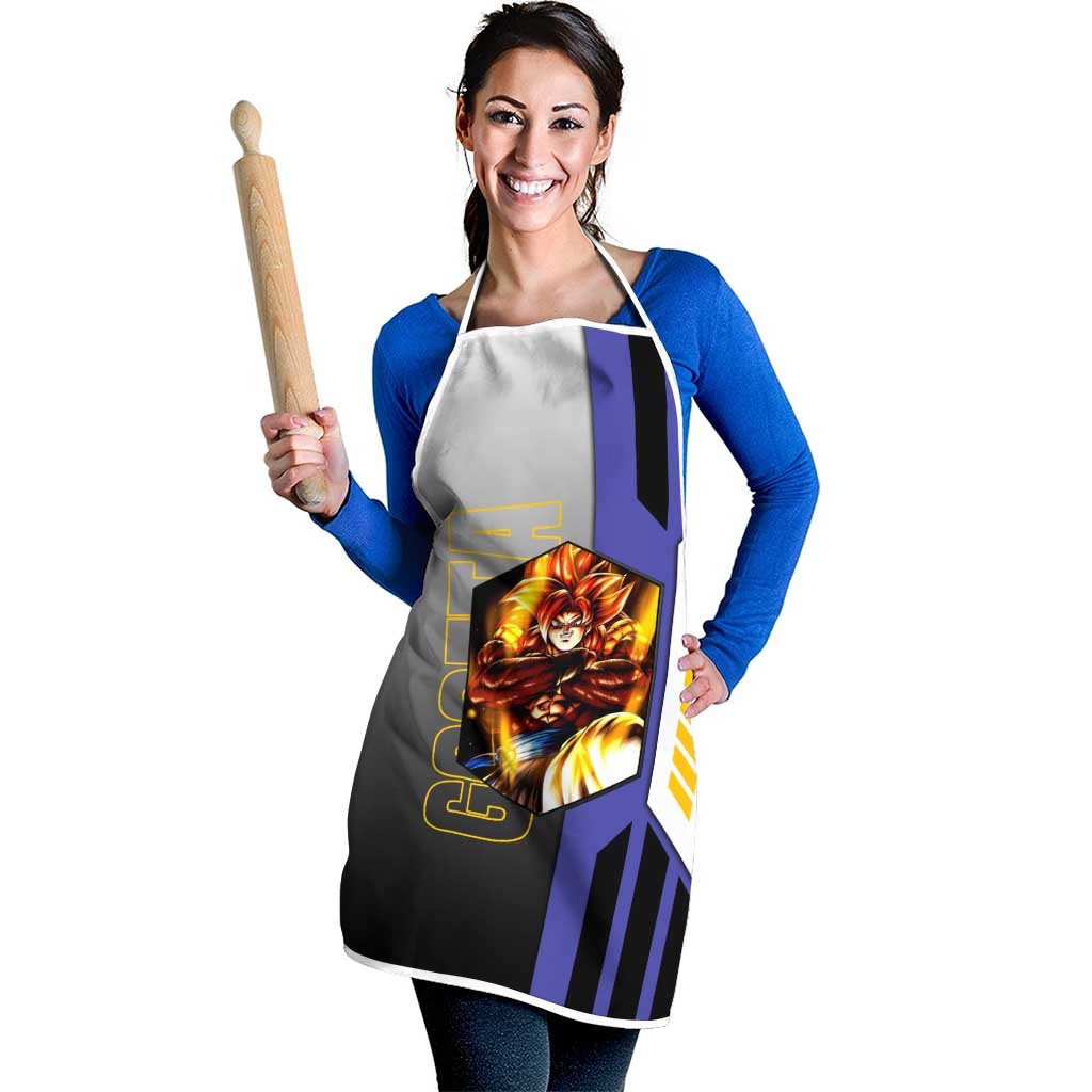 Gogeta from Dragon Ball Apron with Super Saiyan Blue Form and Action Pose Design - The Mazicc