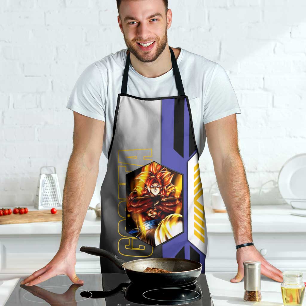 Gogeta from Dragon Ball Apron with Super Saiyan Blue Form and Action Pose Design - The Mazicc