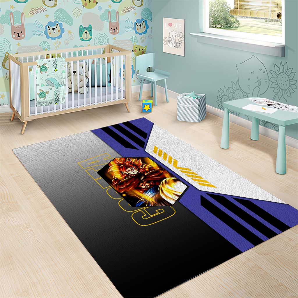 Gogeta from Dragon Ball Area Rug with Super Saiyan Blue Form and Action Pose Design - The Mazicc