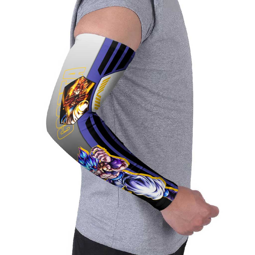 Gogeta from Dragon Ball Arm Sleeves with Super Saiyan Blue Form and Action Pose Design - The Mazicc