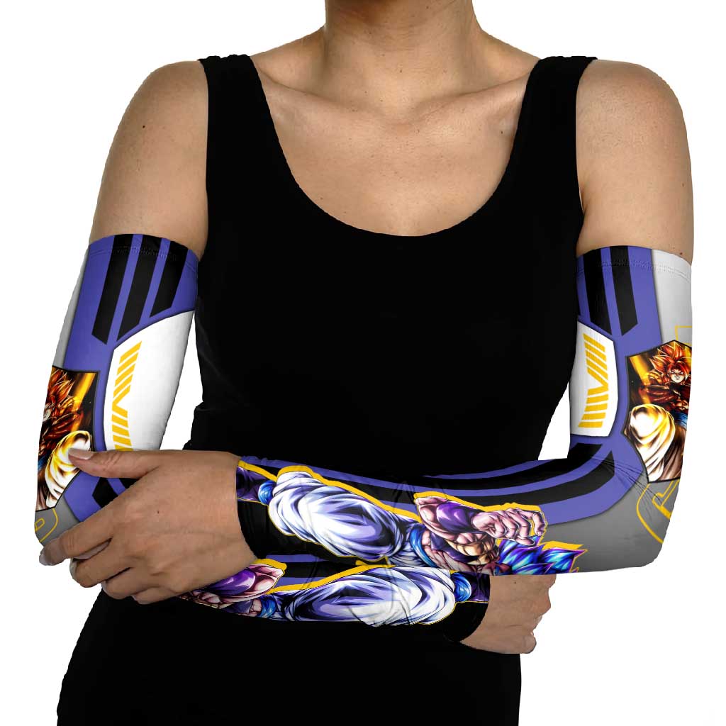 Gogeta from Dragon Ball Arm Sleeves with Super Saiyan Blue Form and Action Pose Design - The Mazicc