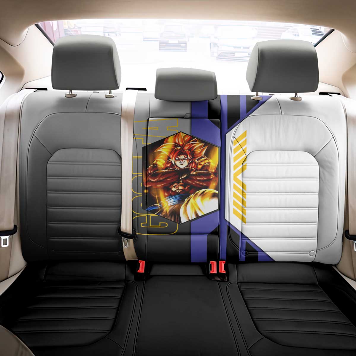 Gogeta from Dragon Ball Back Car Seat Cover with Super Saiyan Blue Form and Action Pose Design - The Mazicc
