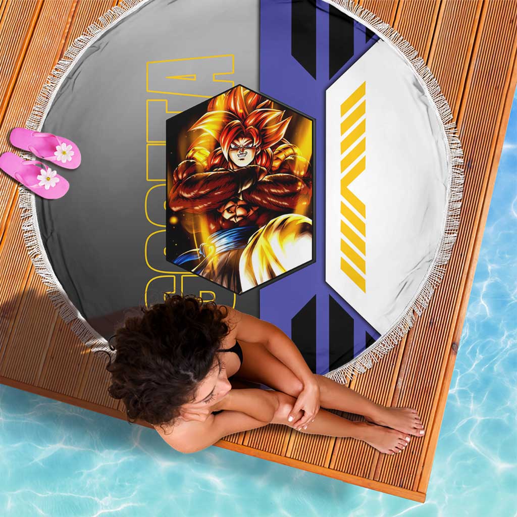 Gogeta from Dragon Ball Beach Blanket with Super Saiyan Blue Form and Action Pose Design - The Mazicc