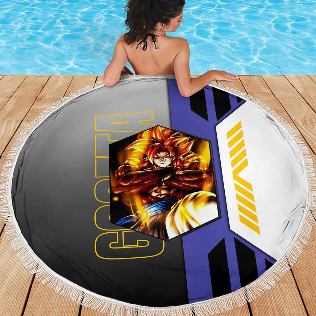 Gogeta from Dragon Ball Beach Blanket with Super Saiyan Blue Form and Action Pose Design - The Mazicc