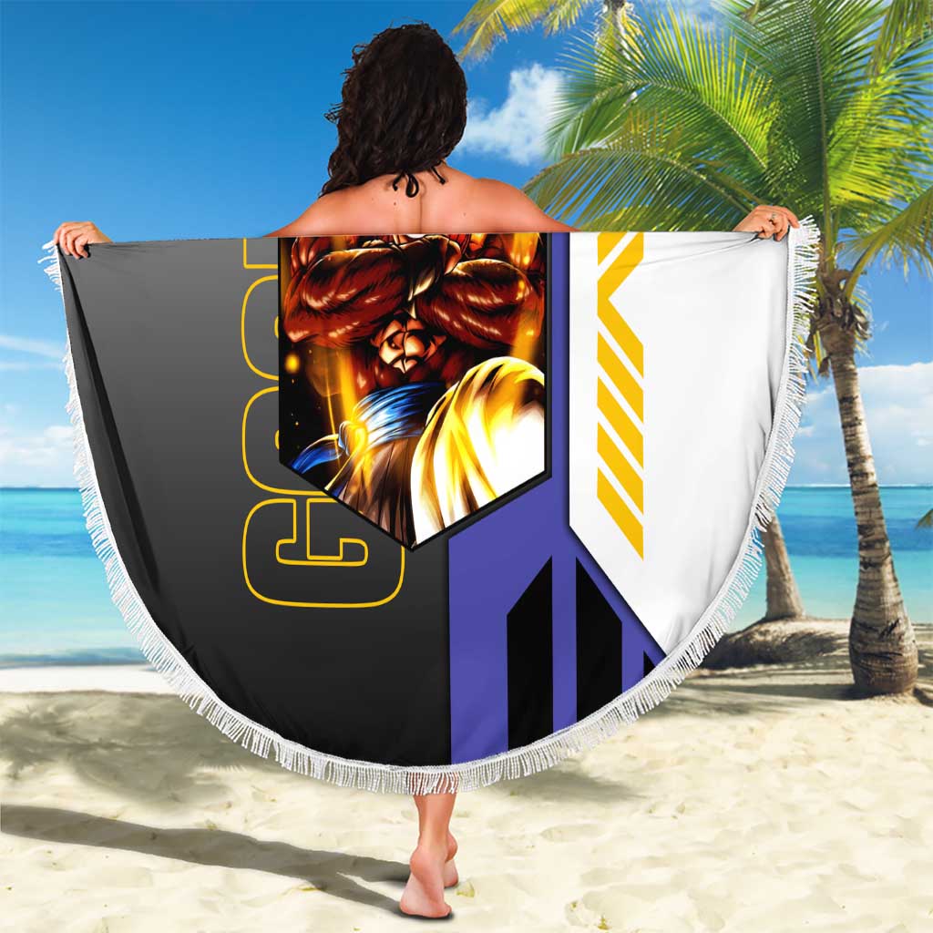 Gogeta from Dragon Ball Beach Blanket with Super Saiyan Blue Form and Action Pose Design - The Mazicc