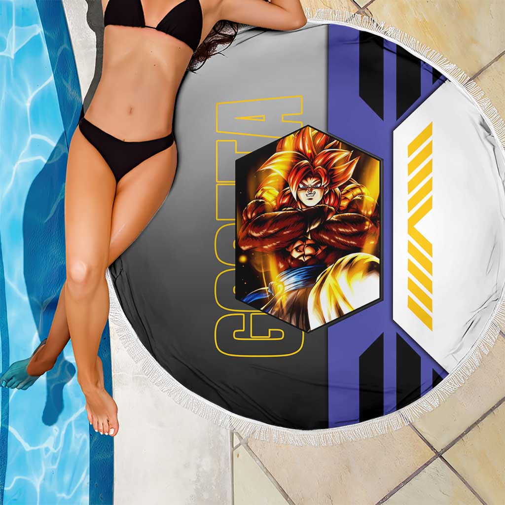 Gogeta from Dragon Ball Beach Blanket with Super Saiyan Blue Form and Action Pose Design - The Mazicc
