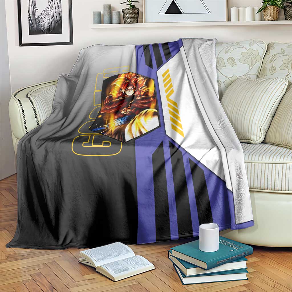 Gogeta from Dragon Ball Blanket with Super Saiyan Blue Form and Action Pose Design - The Mazicc