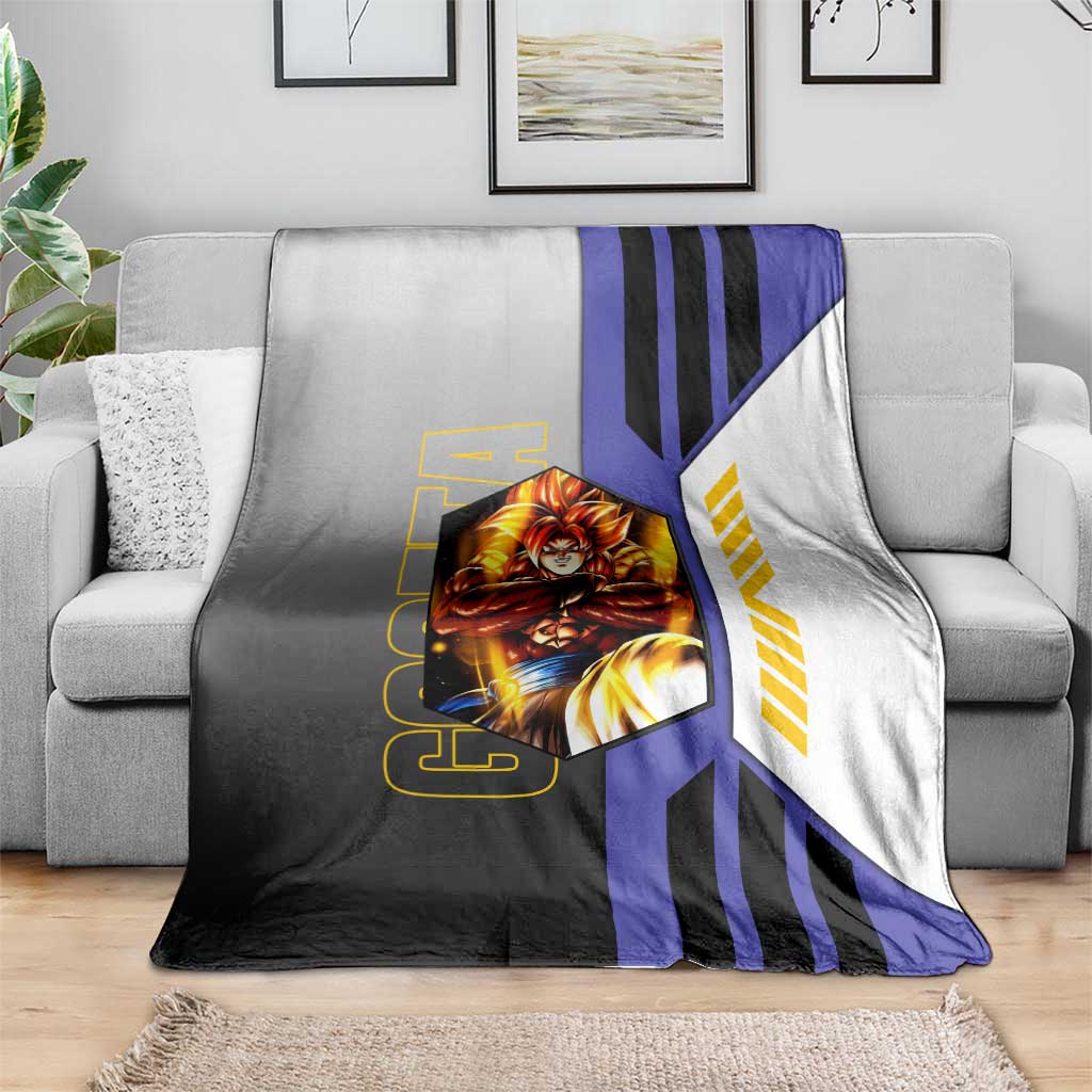 Gogeta from Dragon Ball Blanket with Super Saiyan Blue Form and Action Pose Design - The Mazicc