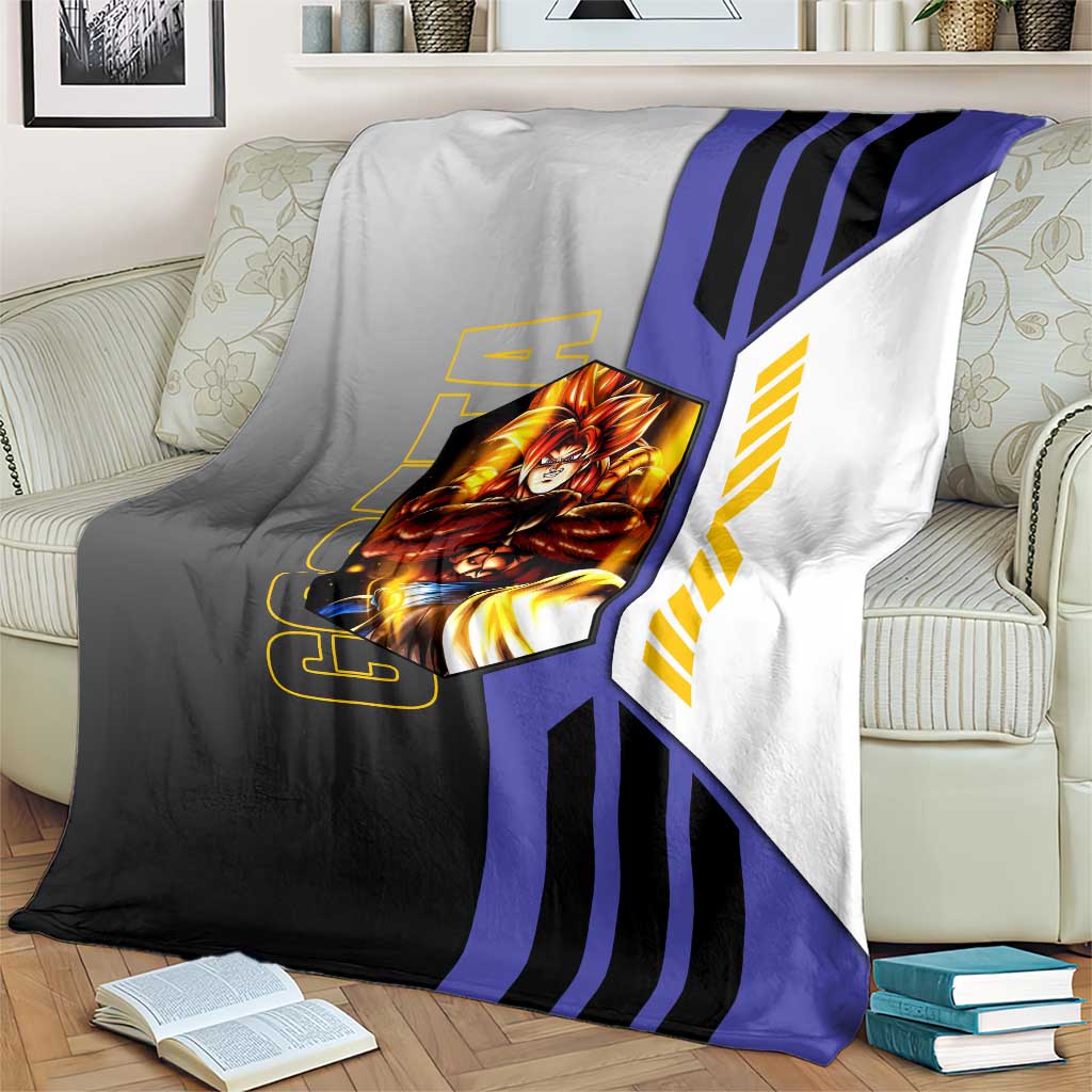 Gogeta from Dragon Ball Blanket with Super Saiyan Blue Form and Action Pose Design - The Mazicc