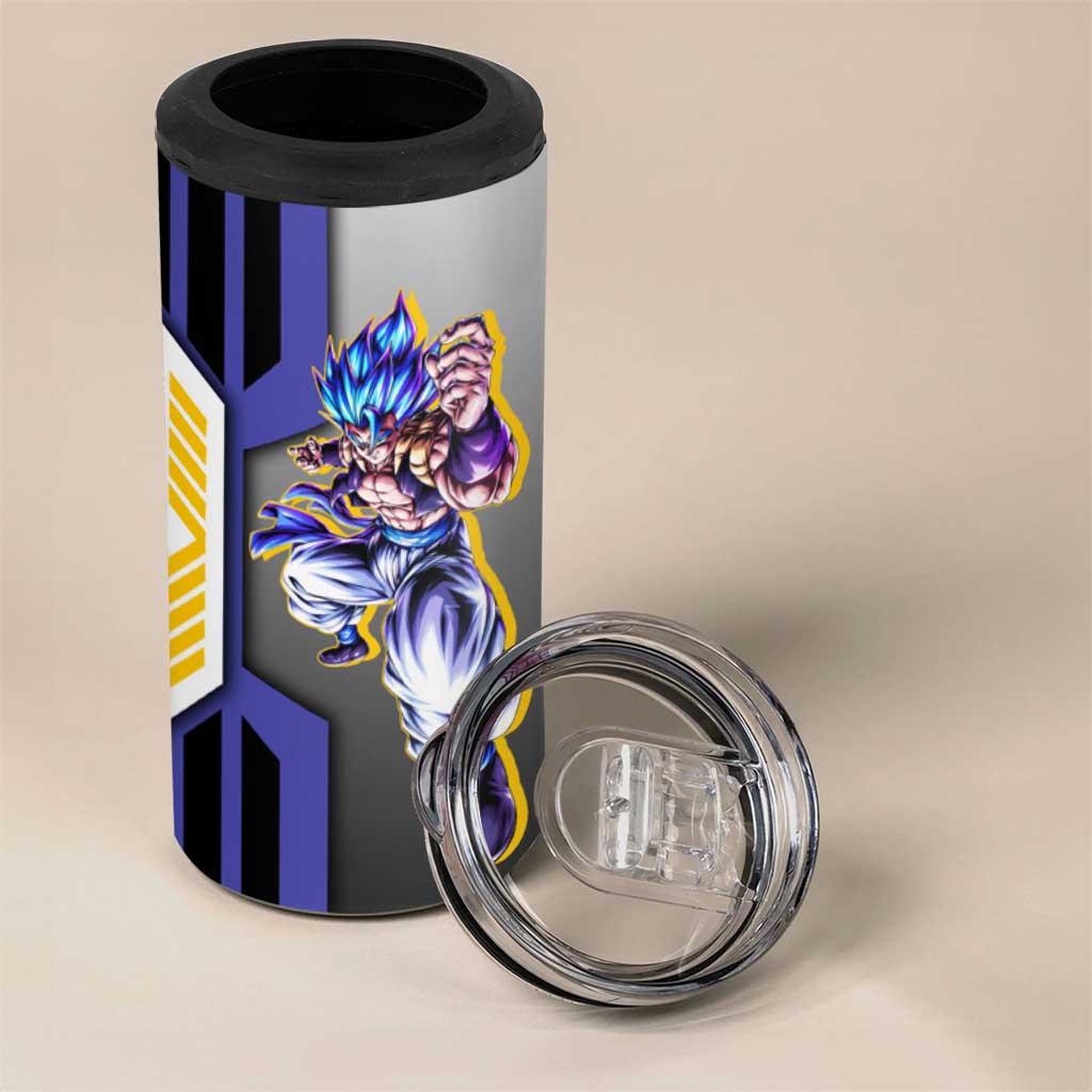 Gogeta from Dragon Ball 4 in 1 Can Cooler Tumbler with Super Saiyan Blue Form and Action Pose Design - The Mazicc