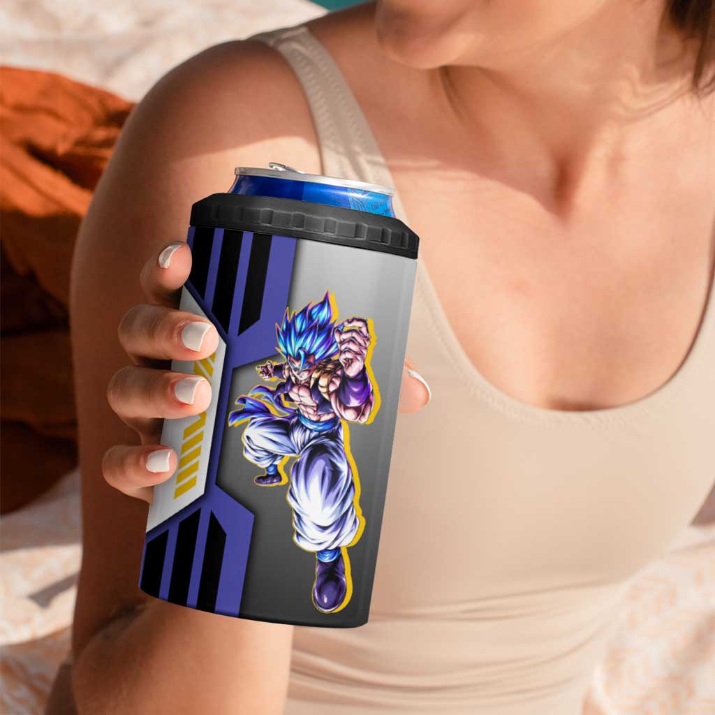 Gogeta from Dragon Ball 4 in 1 Can Cooler Tumbler with Super Saiyan Blue Form and Action Pose Design - The Mazicc