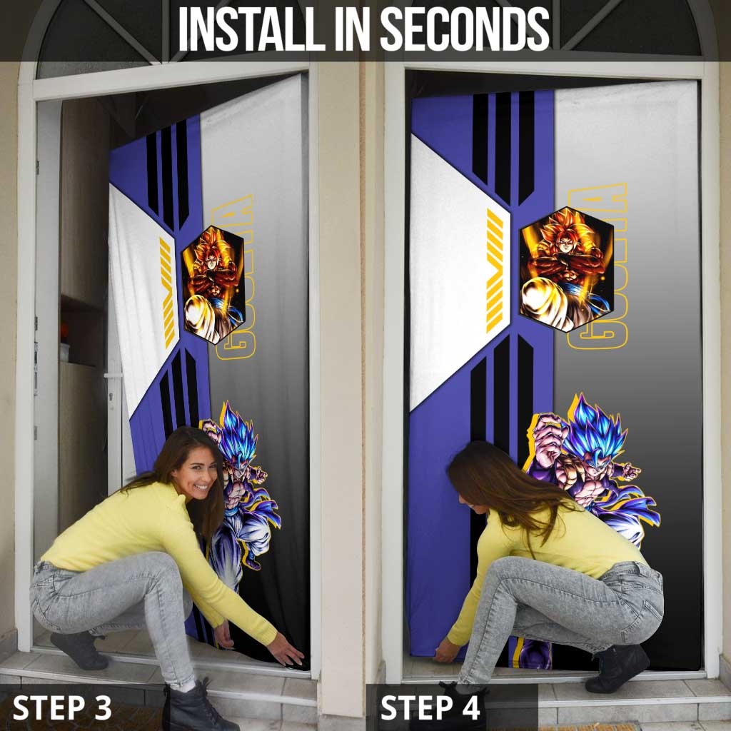 Gogeta from Dragon Ball Door Cover with Super Saiyan Blue Form and Action Pose Design - The Mazicc