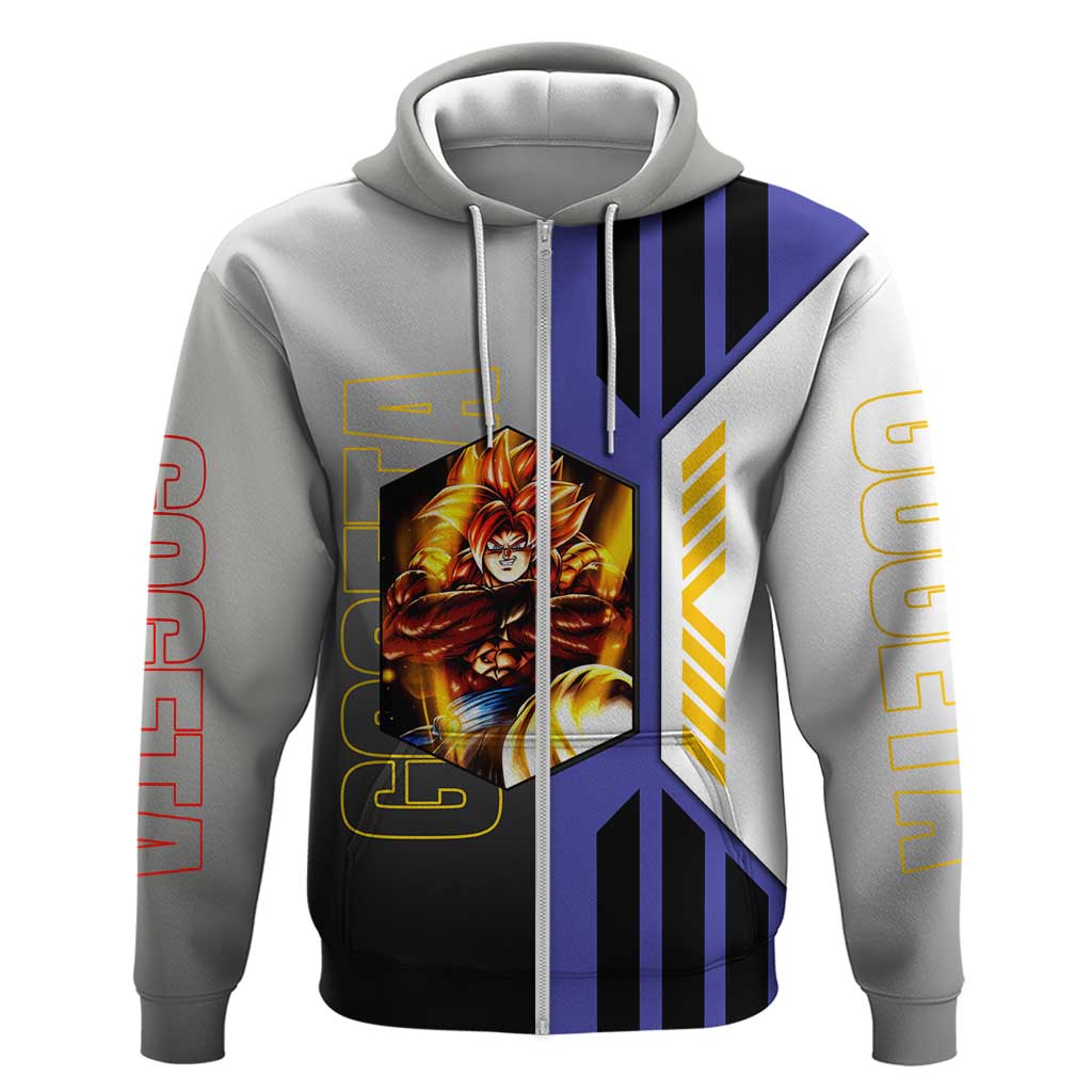 Gogeta from Dragon Ball Hoodie with Super Saiyan Blue Form and Action Pose Design - The Mazicc