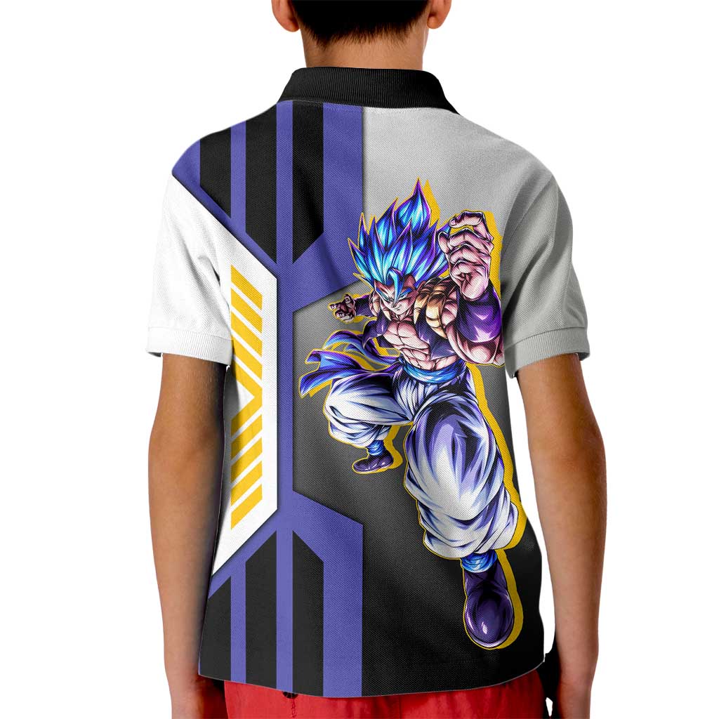 Gogeta from Dragon Ball Kid Polo Shirt with Super Saiyan Blue Form and Action Pose Design - The Mazicc