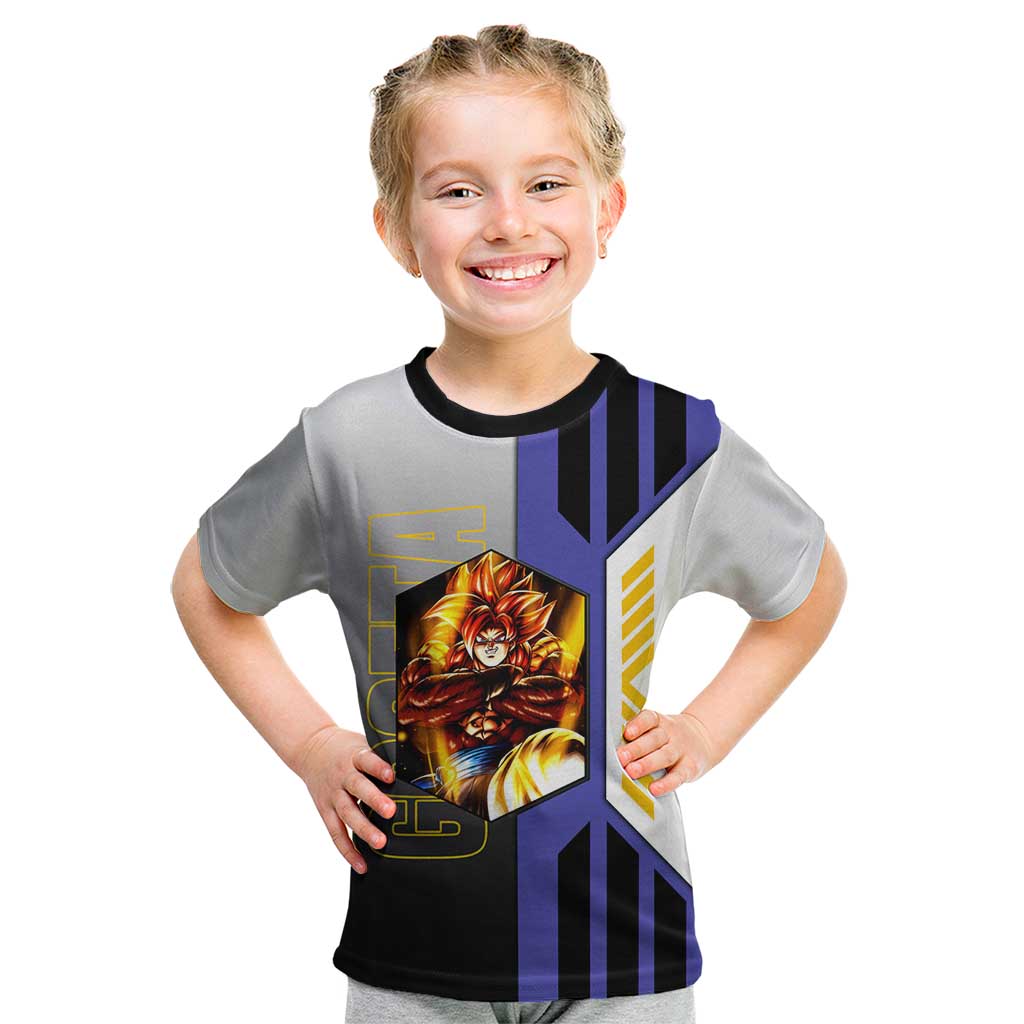 Gogeta from Dragon Ball Kid T Shirt with Super Saiyan Blue Form and Action Pose Design - The Mazicc