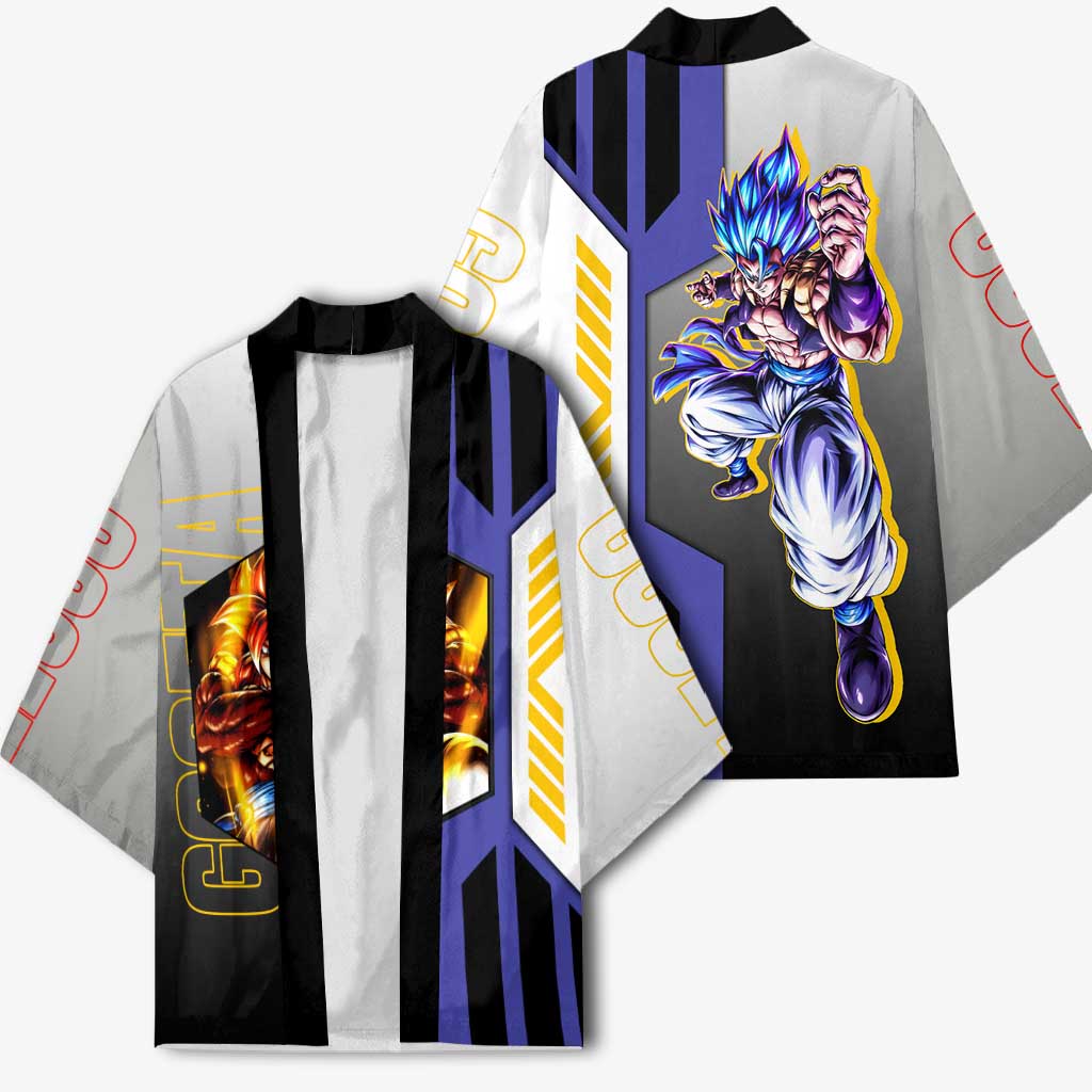 Gogeta from Dragon Ball Kimono with Super Saiyan Blue Form and Action Pose Design - The Mazicc