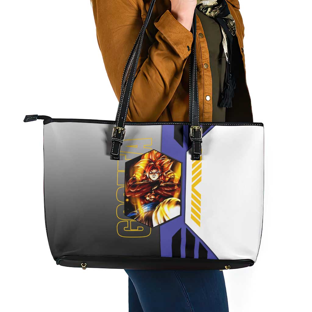 Gogeta from Dragon Ball Leather Tote Bag with Super Saiyan Blue Form and Action Pose Design - The Mazicc
